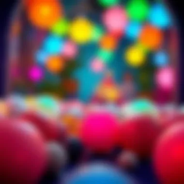 Vibrant glowing balls in a playful environment