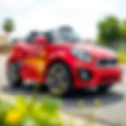 Vibrant red electric car for children