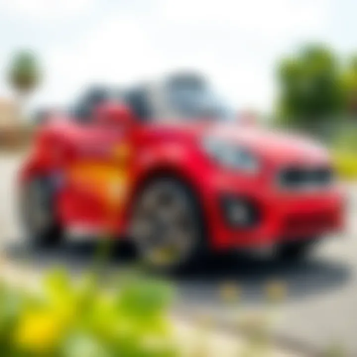 Vibrant red electric car for children