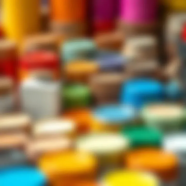 A collection of wood paint types showcasing various colors and finishes