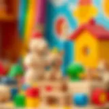 Colorful wooden toys promoting cognitive development in children