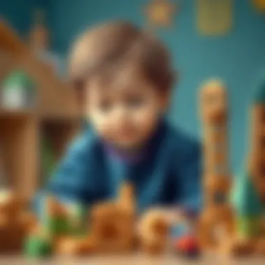 Creative Play with Wooden Building Blocks A child engaged in creative play with wooden building blocks