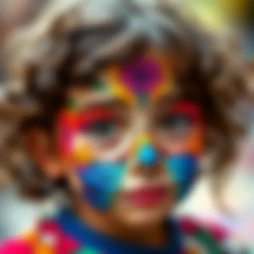 Vibrant face painting on a child's cheek showcasing creativity