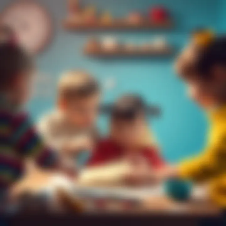 Group of children collaborating with dough