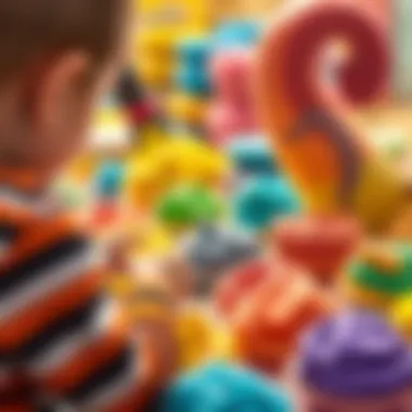 Parents selecting colorful dough for their kids